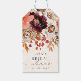 Etiqueta Para Presente Casamento Rústico Burgundy Floral Outono Chá de No