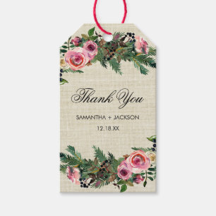 Etiqueta Para Presente Casamento Rústico De Rosa De Burlap De Inverno Ob
