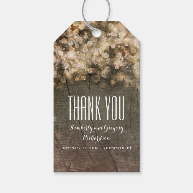 Etiqueta Para Presente Casamento Rústico Dourado com Glitter (Frente)