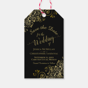 Etiqueta Para Presente Casamento Salve o Lápis de Data em Dourado a Pret