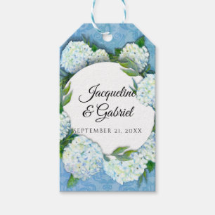 Etiqueta Para Presente Casamento tema damasco de Hydrangea Floral Azul Br