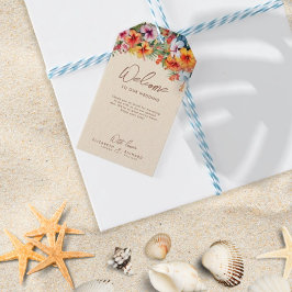 Etiqueta Para Presente Casamento Tropical de Flores Elegante Hibiscus Flo