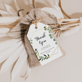Etiqueta Para Presente Casamento Verde Tropical Geométrico Dourado Obriga