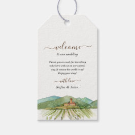 Etiqueta Para Presente Casamento Vinícola Aquarela Bem-vindo