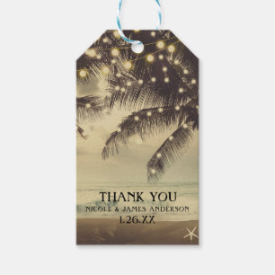 Etiqueta Para Presente Casamento Vintage Beach Ocean Palm Trees & Lights