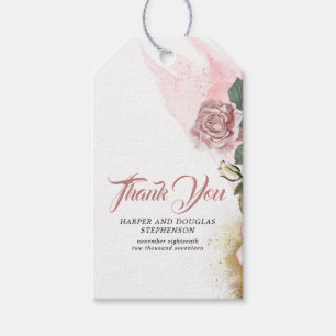 Etiqueta Para Presente Casamento vintage empoeirado da aguarela do rosa