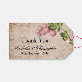 Etiqueta Para Presente Casamento Vintage Pink Berries Obrigado