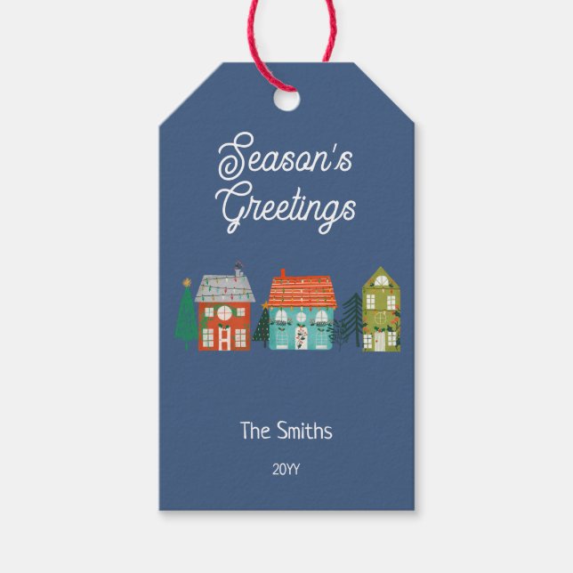 Etiqueta Para Presente Casas de Natal Rustic Farmhouse (Frente)