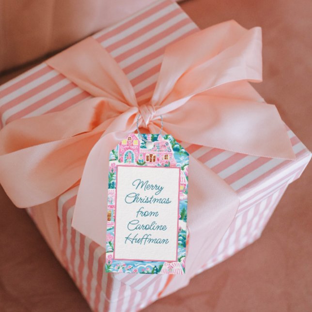 Etiqueta Para Presente Casas de pão-de-rosa personalizadas Natal (Criador carregado)