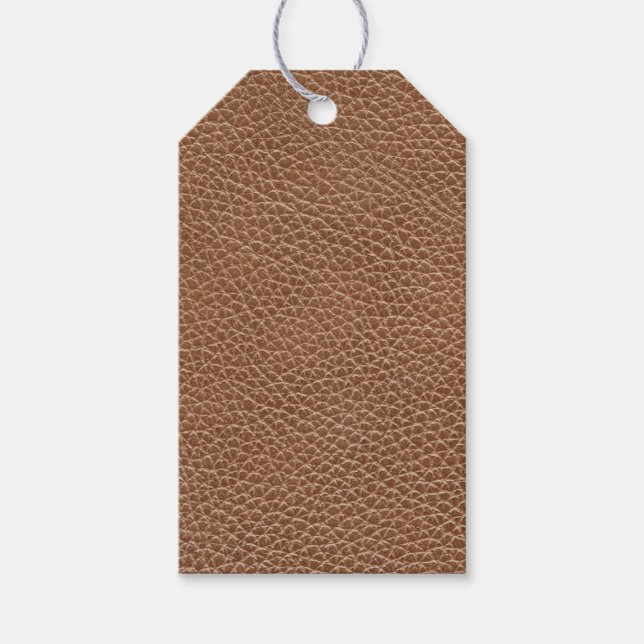 Etiqueta Para Presente Castanho Natural De Couro Faux (Frente)