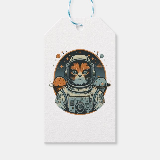 Etiqueta Para Presente Cat-astronauta em Asteroides (Frente)
