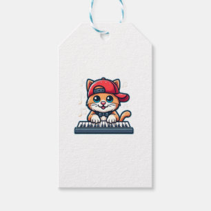 Etiqueta Para Presente Cat Playing Piano Design para Música e Gatos
