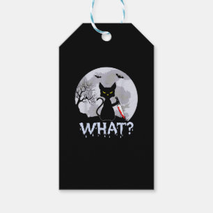 Etiqueta Para Presente Cat What_ Murderous Black Cat Com Knife Halloween