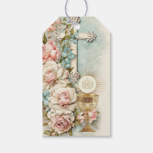 Etiqueta Para Presente Católica Comunhão Vintage Floral