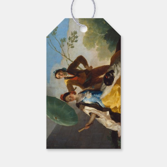 Etiqueta Para Presente Cavalheiro segurando parasol para uma dama espanho (Frente)