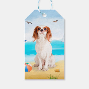 Etiqueta Para Presente Cavalier King Dog em Beach