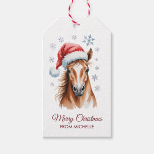 Etiqueta Para Presente Cavalo de Natal personalizado chapéu do Papai Noel