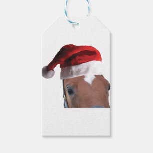 Etiqueta Para Presente Cavalo de Natal Santa Hat
