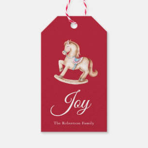 Etiqueta Para Presente Cavalo Mecedor de Natal Vintage
