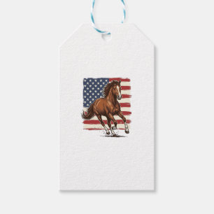 Etiqueta Para Presente Cavalo Patriótico Design Vetorial Western Vintage_