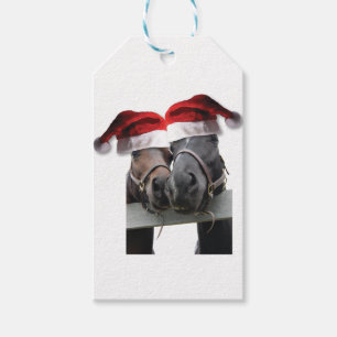 Etiqueta Para Presente Cavalos em chapéus de Papai Noel