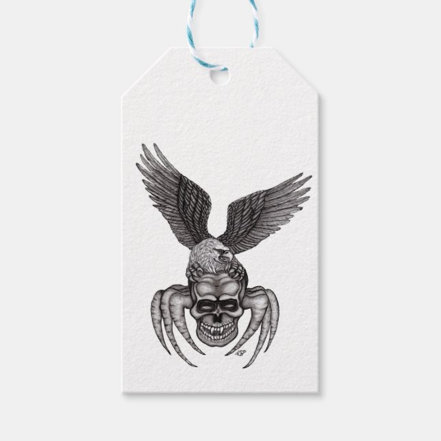 Etiqueta Para Presente Caveira-aranha com águia (Frente)