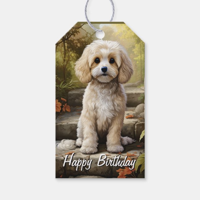 Etiqueta Para Presente Cavoodle/Cavapoo Personalizado (Frente)