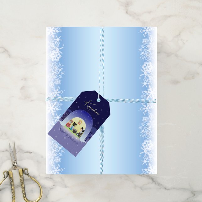 Etiqueta Para Presente Celebração de Neve de Edo-Neko (Edo-Neko's Snowy Celebration Gift Tags)