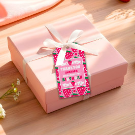 Etiqueta Para Presente Celebração do Primeiro Aniversário da Morango