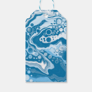 Etiqueta Para Presente Células de pintura de mármore azul-fluido digital