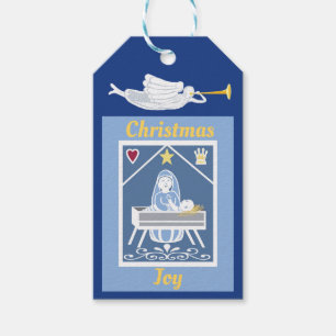 Etiqueta Para Presente Cena cristã da natividade da alegria do Natal