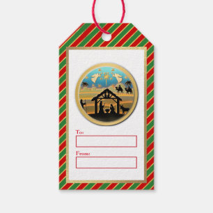 Etiqueta Para Presente Cena de Natal alegre, Jesus bebê