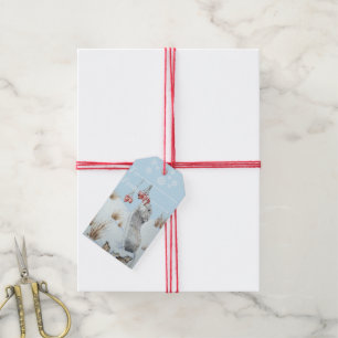 Etiqueta Para Presente Cena de neve de rato giro para o natal