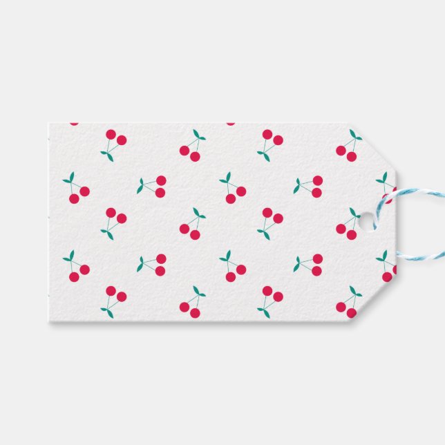 Etiqueta Para Presente Cereja Estética em Cerejas Cute - Padrão Branco (Frente (horizontal))