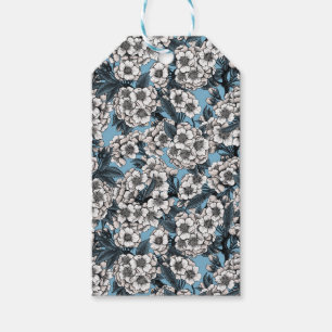 Etiqueta Para Presente Cereja floresce em branco e azul