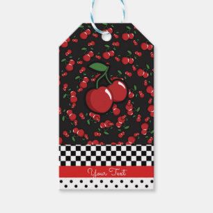 Etiqueta Para Presente Cerejas Vermelhas Retro Preto Branco Favor de Fest