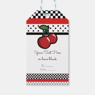 Etiqueta Para Presente Cerejas Vermelhas Retro Preto Branco Vermelho Favo