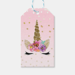 Etiqueta Para Presente Cerne de Ouro Floral Unicórnio Festa de Aniversári