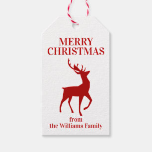 Etiqueta Para Presente Cervos rústicos personalizados do Feliz Natal