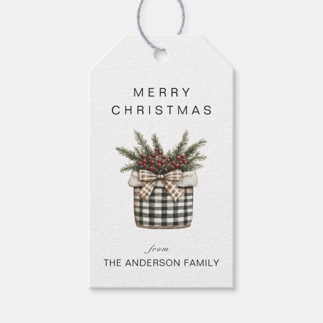 Etiqueta Para Presente Cesta de Xadrez de Buffalo (Frente)