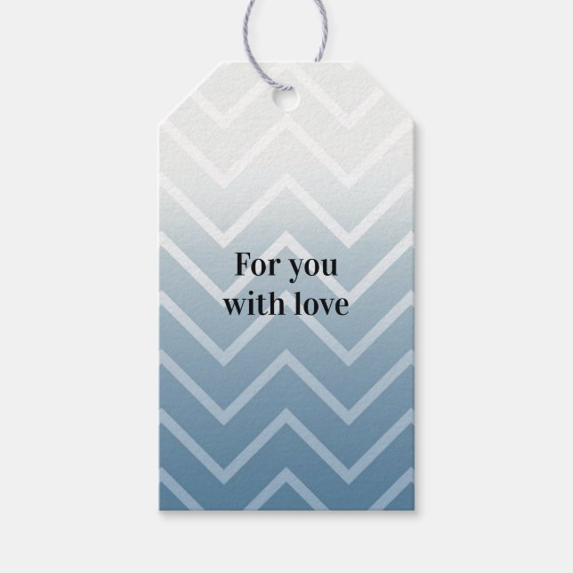 Etiqueta Para Presente Céu Azul Chevron Branco (Frente)