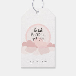 Etiqueta Para Presente Céu obrigado para você | Nuvens cor-de-rosa e neut