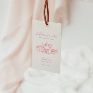 Etiqueta Para Presente Chá da Tarde Desenho à Mão Rosa Noivado