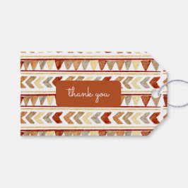 Etiqueta Para Presente Chá de Bebê Boho Tribal Navajo Marrom Obrigado