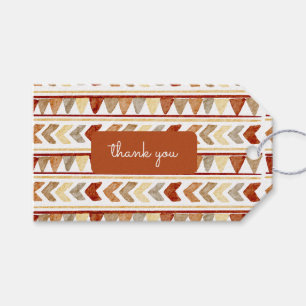 Etiqueta Para Presente Chá de Bebê Boho Tribal Navajo Marrom Obrigado