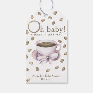 Etiqueta Para Presente Chá de Bebê Bow Coffee Baby - Um bebê está sendo p