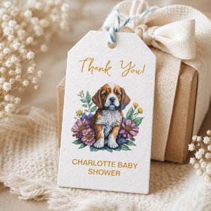 Etiqueta Para Presente Chá de Bebê Cachorrinho de Terracota Moderno