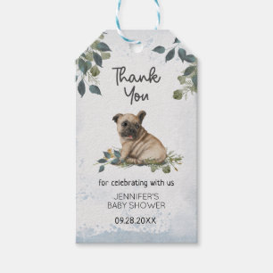 Etiqueta Para Presente Chá de Bebê Caprichoso Moderno Pug Cachorrinho