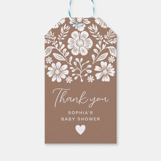 Etiqueta Para Presente Chá de Bebê Cielito Lindo Terracotta Agradecimento (Frente)