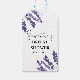 Etiqueta Para Presente Chá de Bebê com Flores de Lavanda em Aquarela Roxa